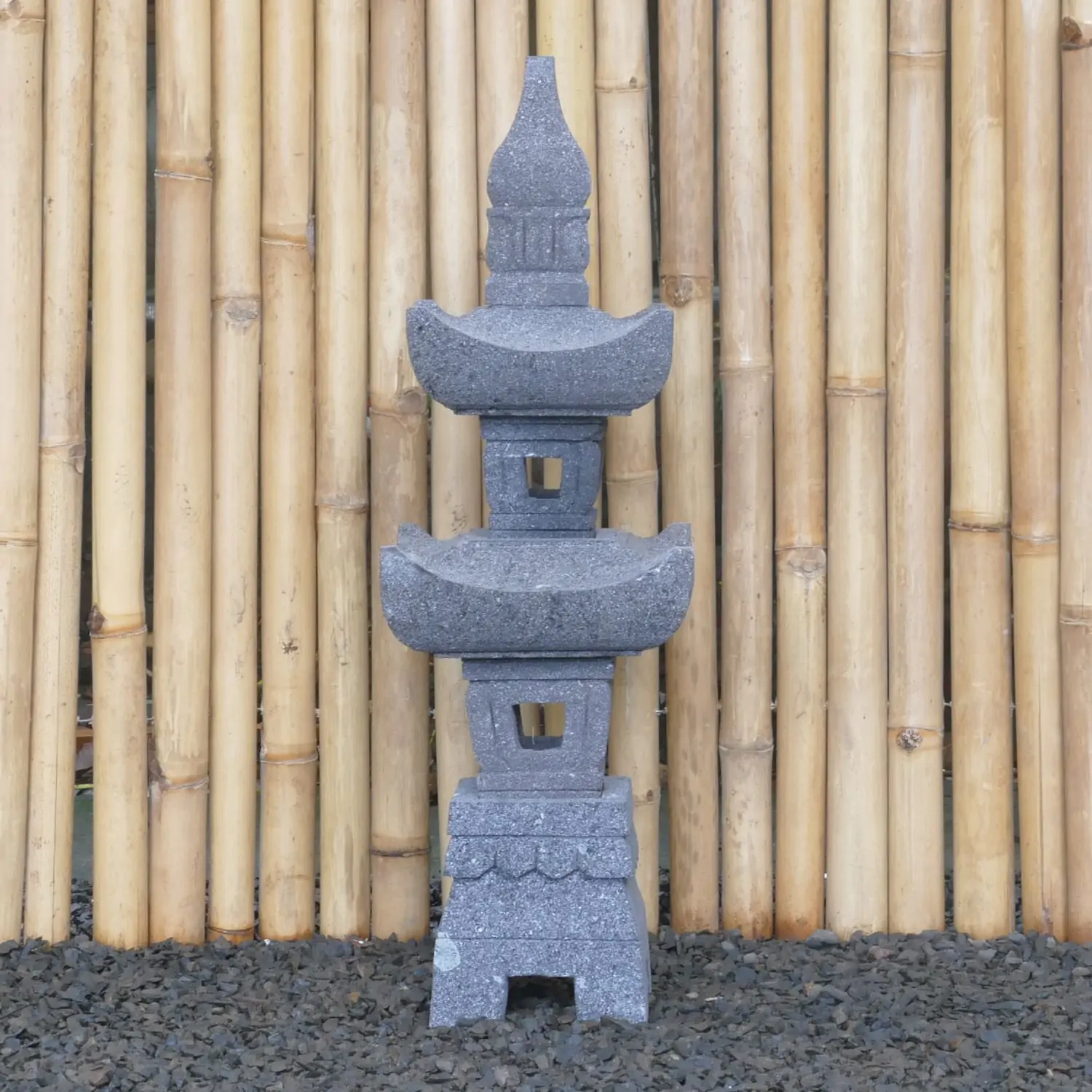  Product image 5 of the product “Japanese style Garden Lantern, made from Andesit Stone. Multipart. 75 cm Height, Roof is 25 cm width. ”